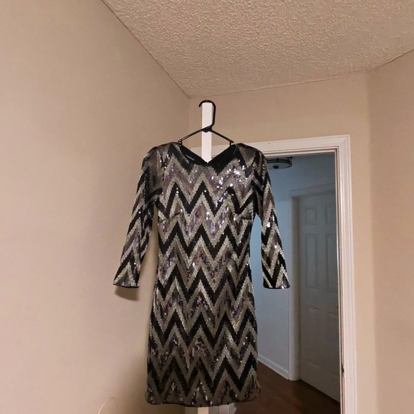 bebe Black and Silver Sequin Mini Dress - Picture 1 of 3